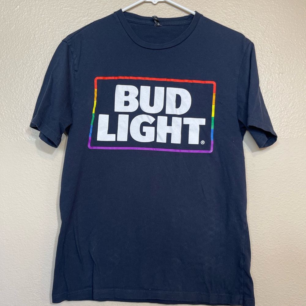 Bud Light Pride Rainbow Navy Blue Men's T-Shirt Small